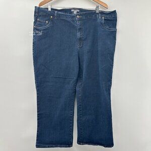 Woman Within Straight Leg Stretch Denim Blue Jeans Size 24W Petite